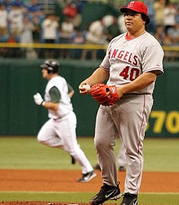 Bartolo Colon is getting bitch slapped for the Los Angeles Angels.