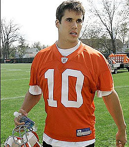 Cleveland Browns quarterback Brady Quinn is making a play for the starting job.