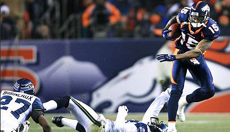 Denver Broncos wide receiver Brandon Marshall is still hurting.