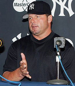 Roger Clemens' elbow is a source of worry for the Yanks.