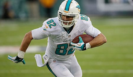 Brian Hartline is seeing lots of action for the Miami Dolphins.